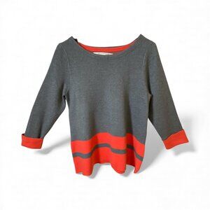 MAX STUDIO MEDIUM GREY & ORANGE BOATNECK SWEATER